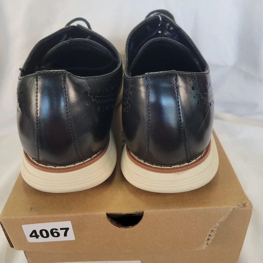 BRUNO MARCI GRANDWING Mens Black Wingtip Oxford Dress Shoes US 10